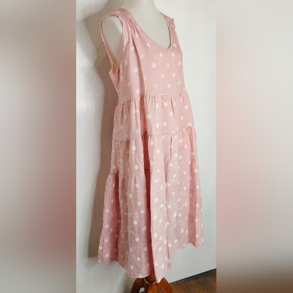 La Fille Du Couturier Dresses & Skirts - LA FILLE DU COUTURIER POLKA LINEN DRESS